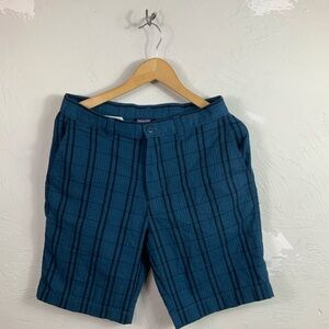 Patagonia Organic Cotton Plaid Shorts 31 Blue Check Casual Summer Wear